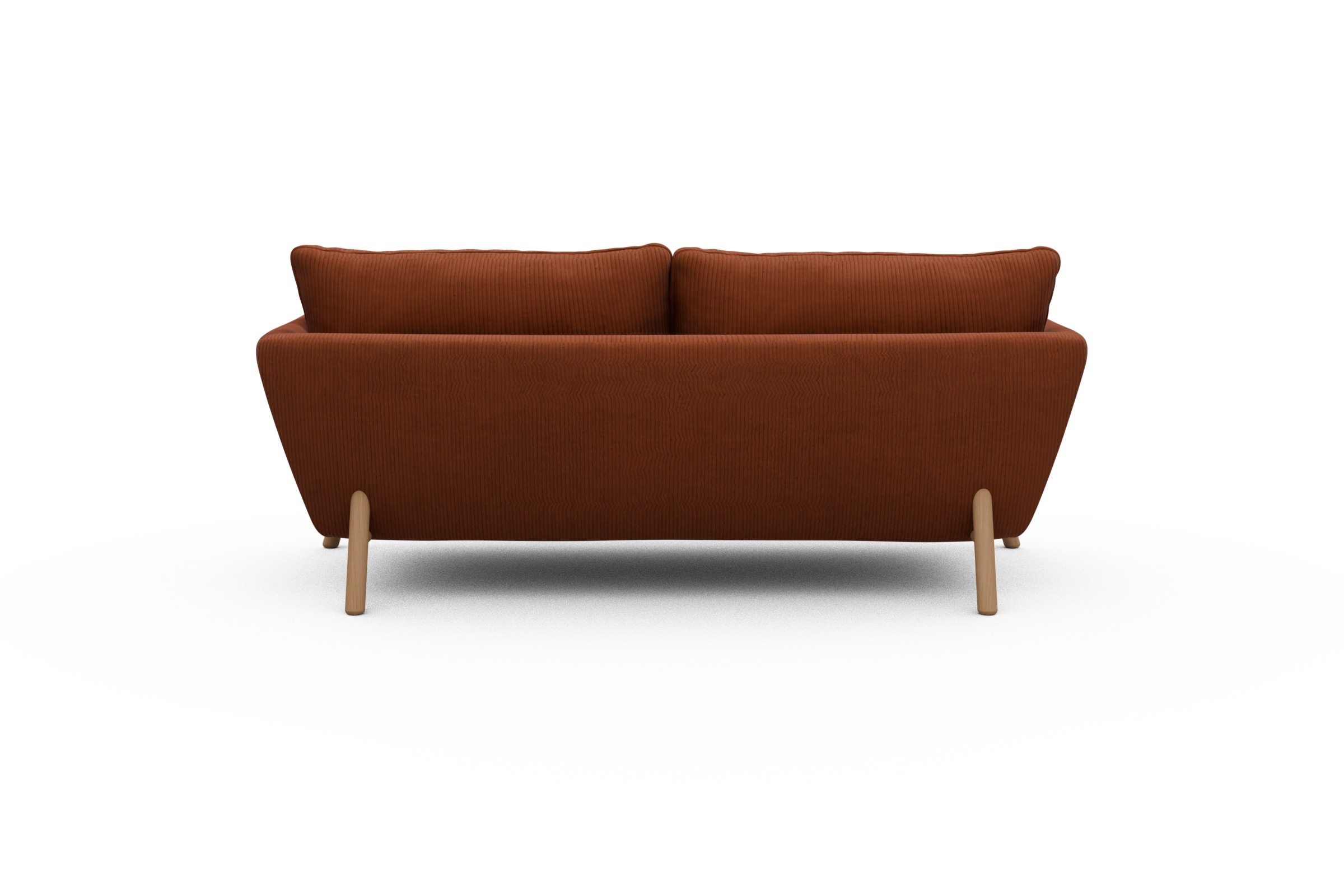 Sofa Emil 2-Sitzer Beinfarbe Eiche Natur Corduroy-Burnt-Orange