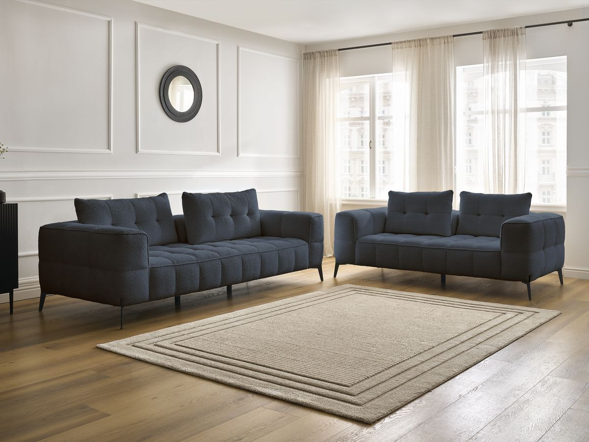 Bobochic Anis Sofa 5-Sitzer Bouclé-Stoff Dunkelblau