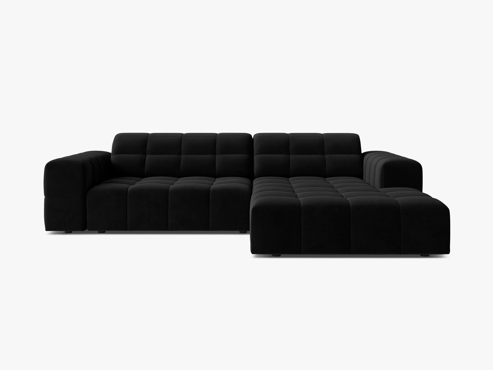 Micadoni Jennifer Ecksofa 4-Sitzer Rechts Samt Bluvel Schwarz
