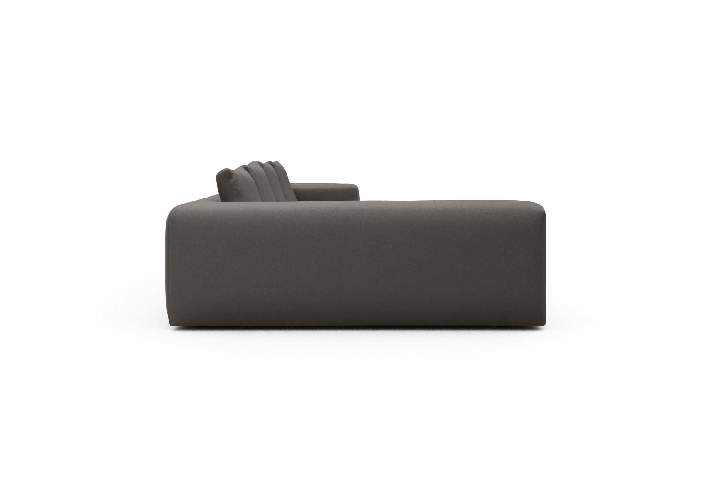 Wohnlandschaft Fred Chaiselongue rechts mit 2-Sitzer und lange Armlehne links Satya-Taupe