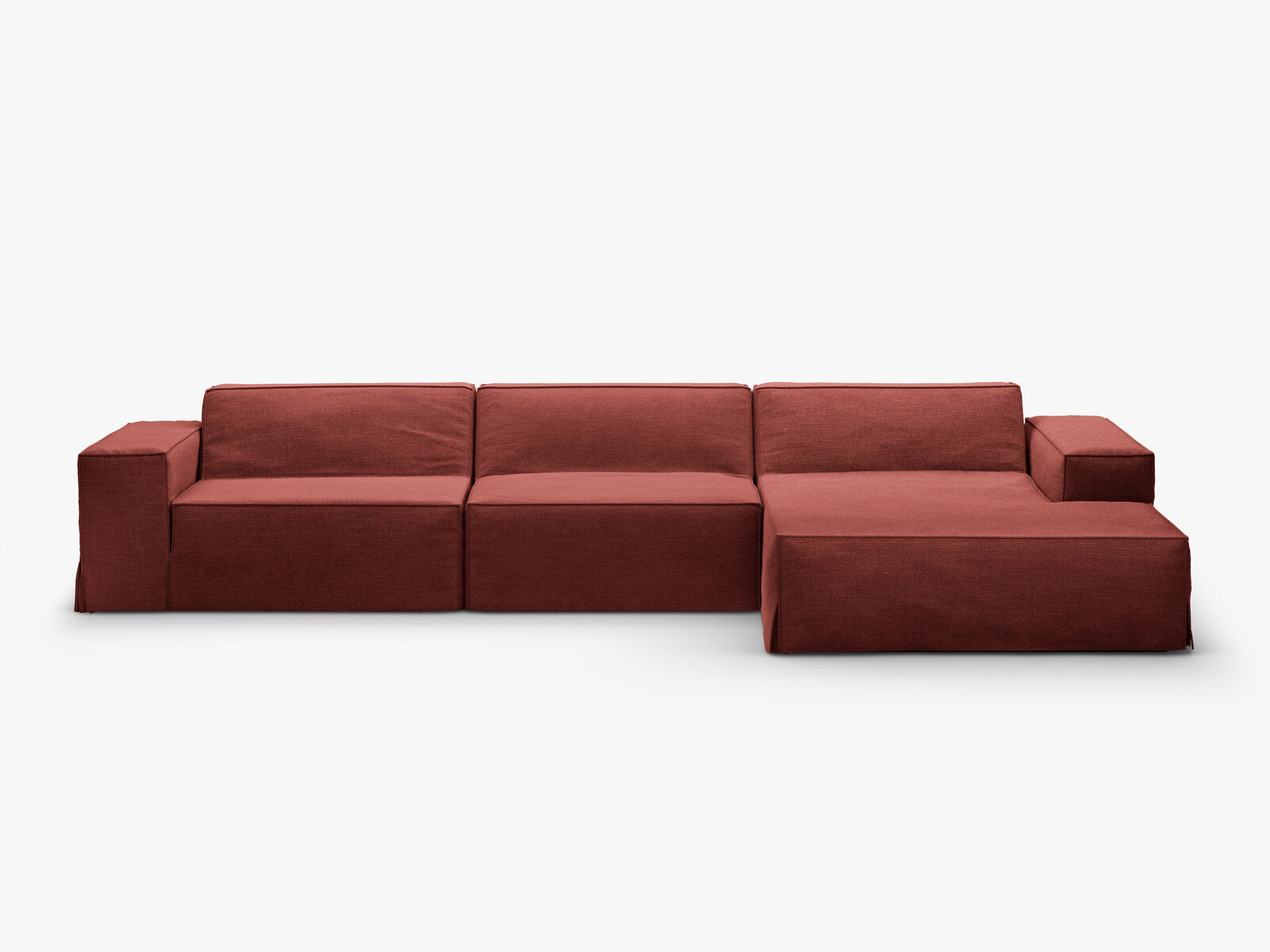 Micadoni Ersatzbezug Ecksofa Jodie 4-Sitzer Strukturierter Stoff Lins Kirschholz Rechts