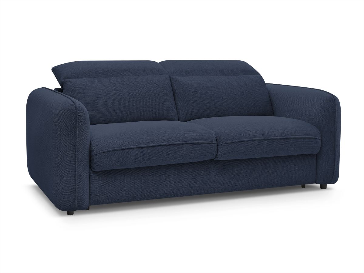 Bobochic Achille Schlafsofa 3-Sitzer Melange-Stoff Dunkelblau, Liegefläche 140 × 200 cm