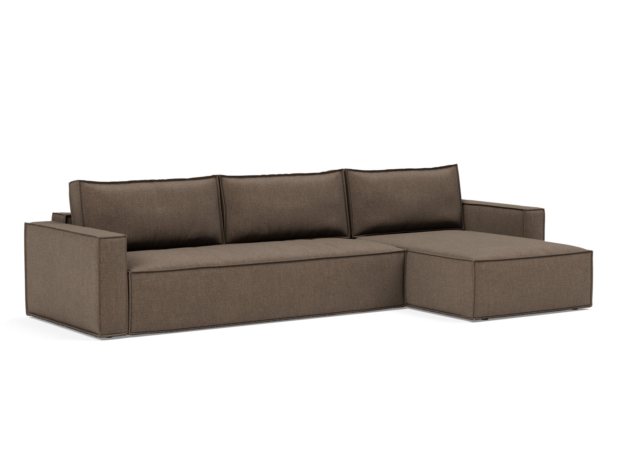 Schlafsofa Newilla mit Chaiselongue Chenille Esina 411-Cedar-Brown