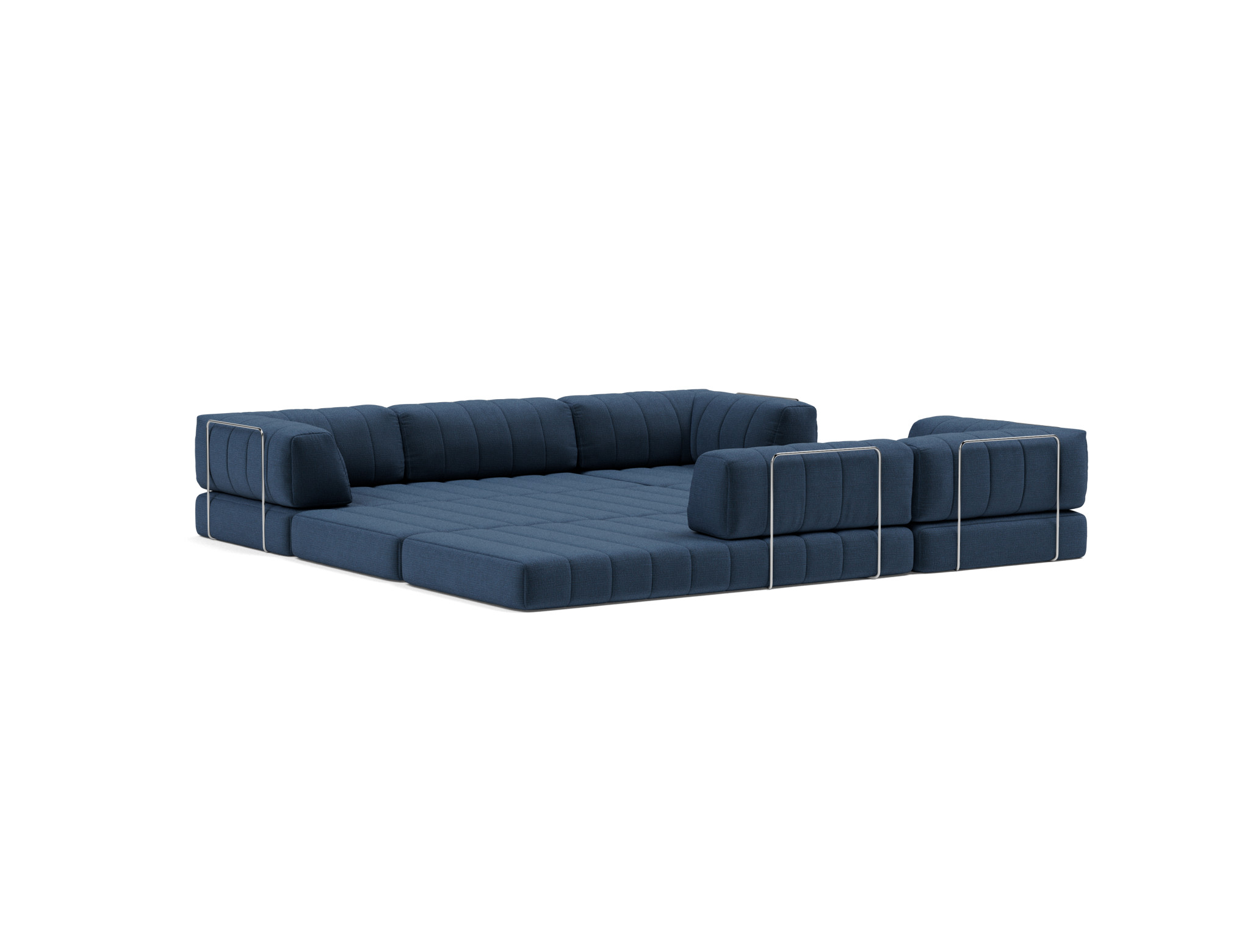 Eck-Schlafsofa CozyPad mit Armlehnen Chenille Esina 414-Indigo-Blue