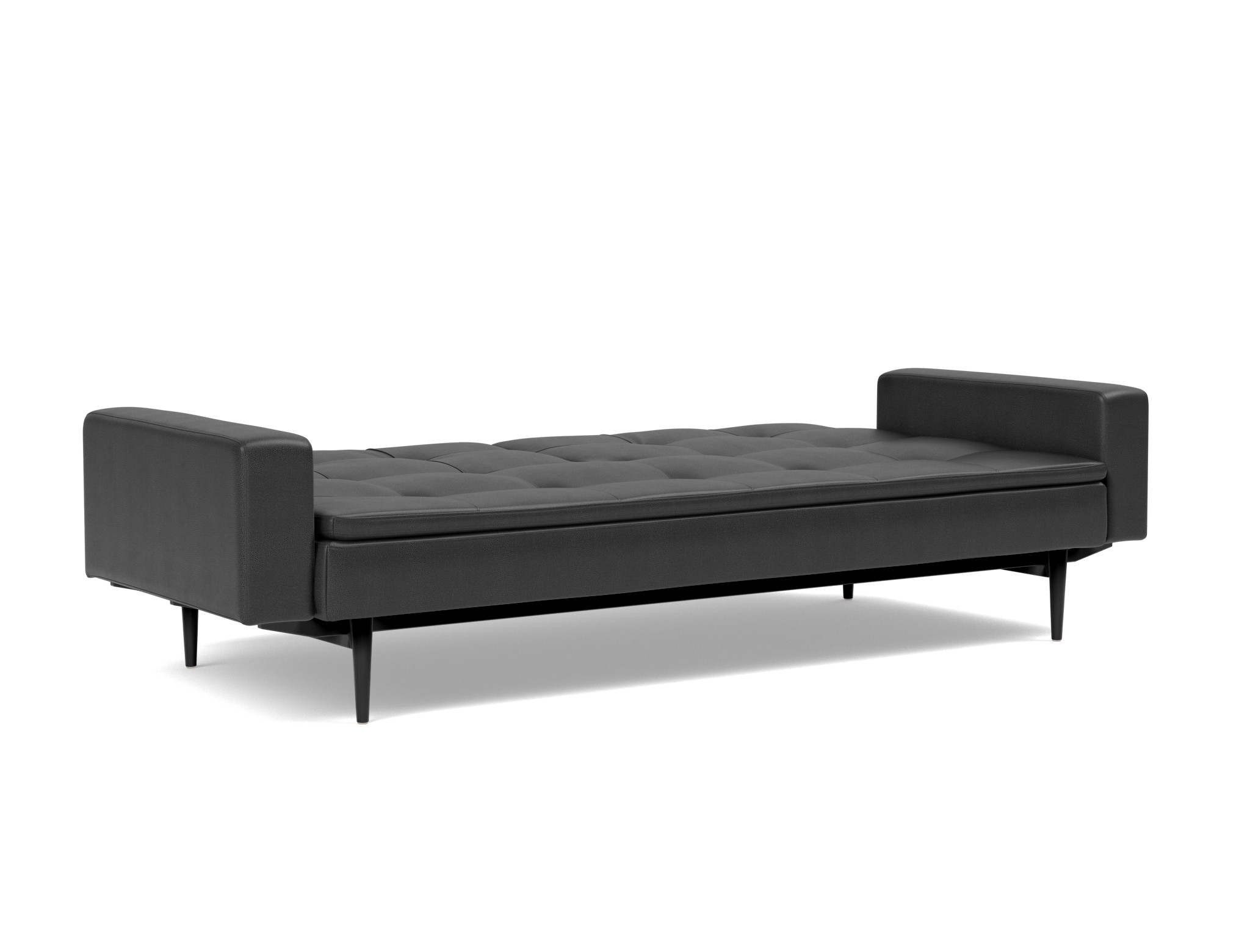 Schlafsofa Dublexo mit Armlehnen Lederoptik Faunal 550-Black Beine Styletto Eiche schwarz