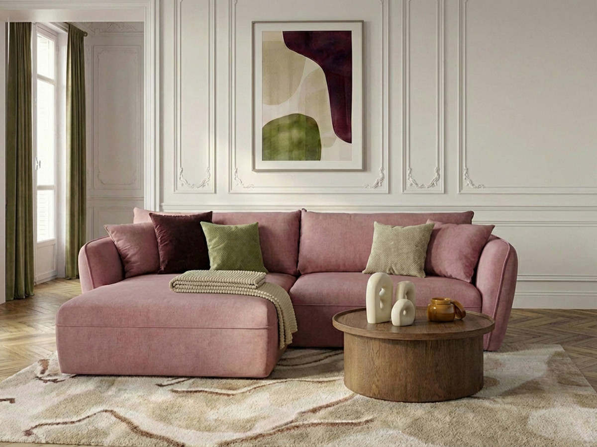 Bobochic Luigi Ecksofa Strukturstoff Rosa Ecke links