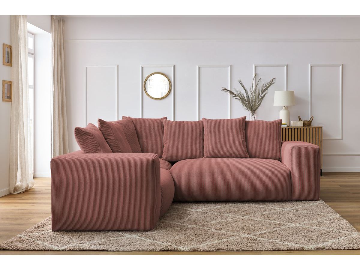 Bobochic Voltaire Ecksofa 268 × 214 cm Cordsamt Rosa Ecke links