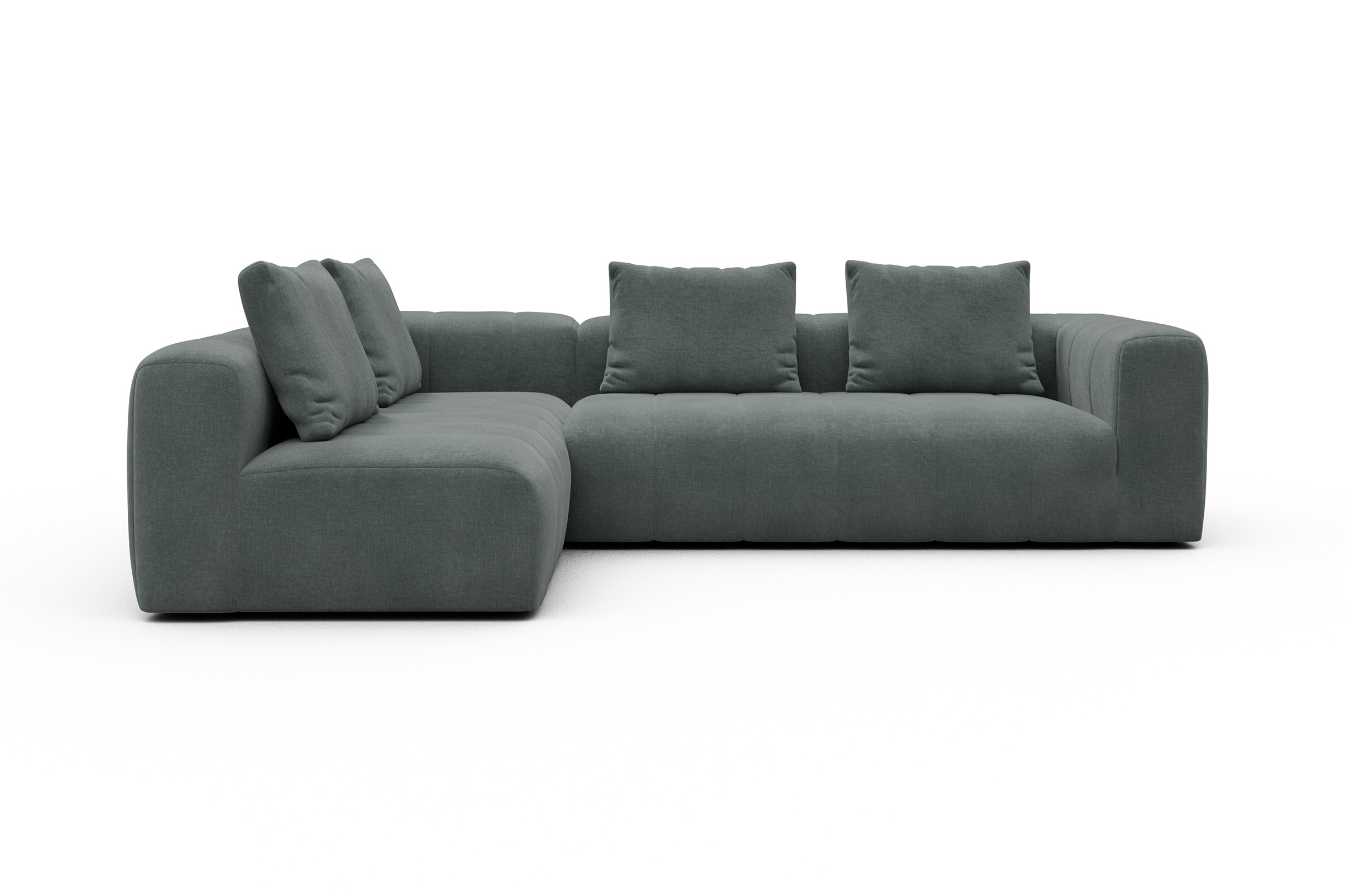 Ecksofa Hugo 2x 2,5-Sitzer Armlehne rechts Smooth-Silver-Grey