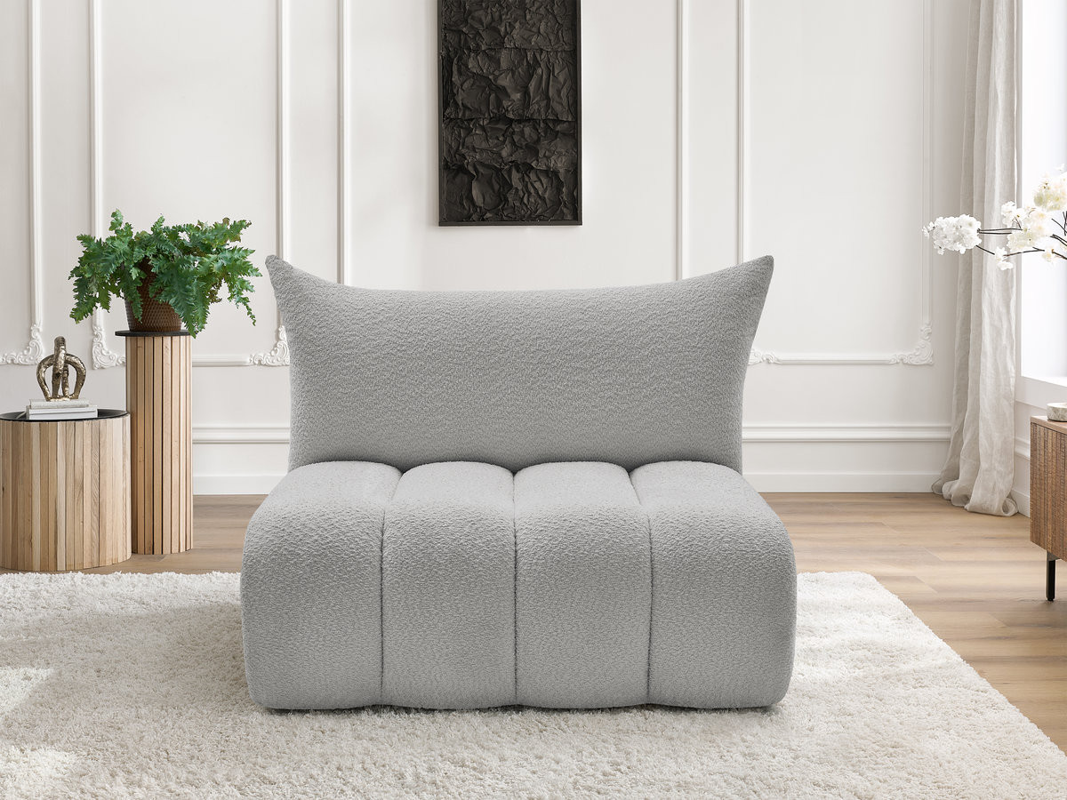 Bobochic Azra Sofamodul 2-Sitzer 120 × 112 cm Bouclé-Stoff Hellgrau