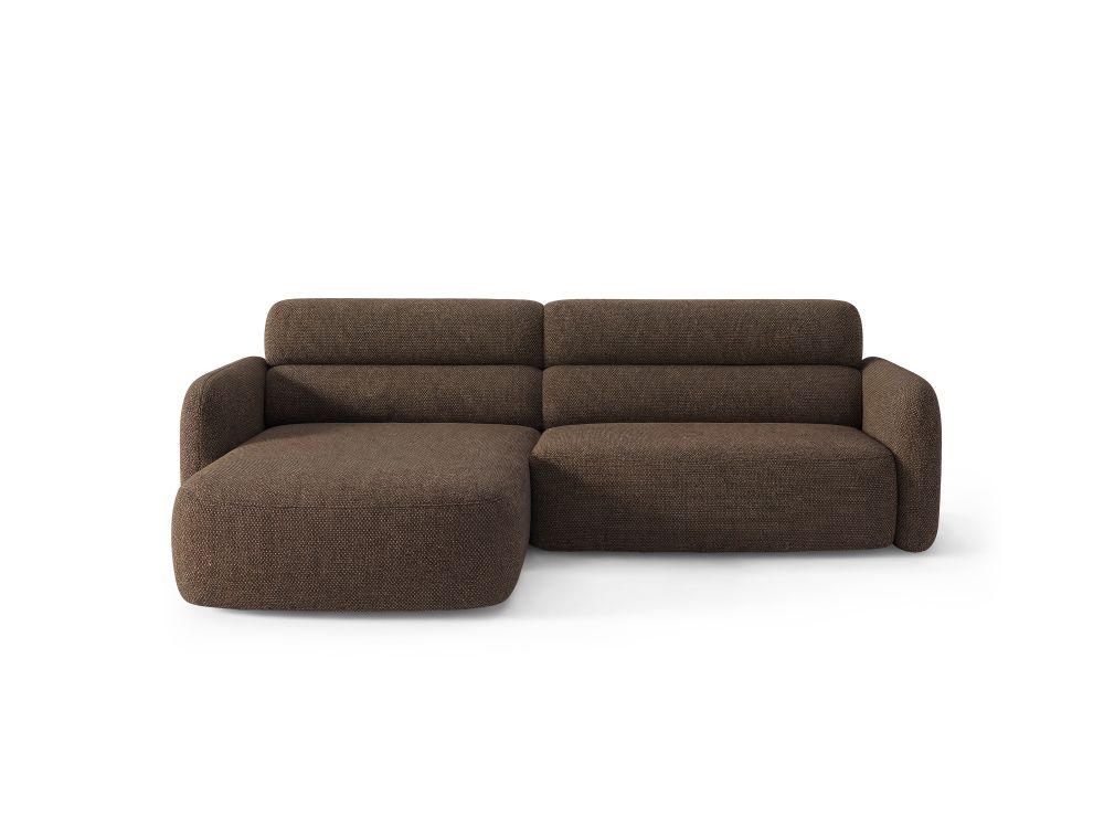 Cosmopolitan Design Ecksofa Malmo 3-Sitzer Strukturierter Stoff Scott Dunkelbraun Links
