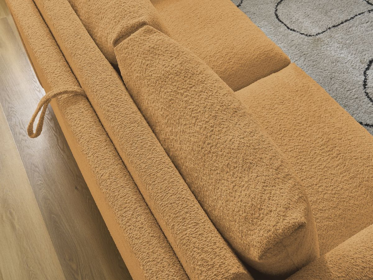 Bobochic Cocoone Schlafsofa 3-Sitzer Bouclé-Stoff Gelb, Liegefläche 140 × 200 cm