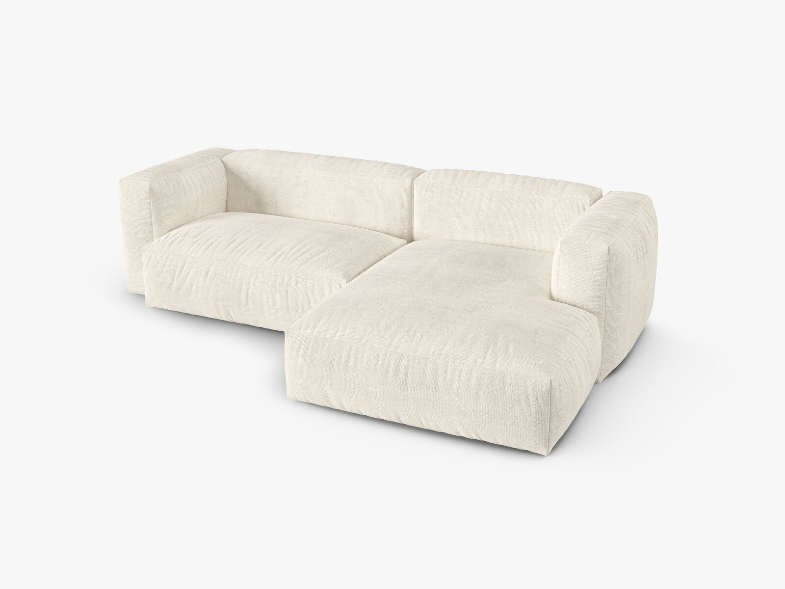 Micadoni Ecksofa Martina 2-Sitzer 90cm Sitztiefe Rechts Boucle Monet Elfenbein