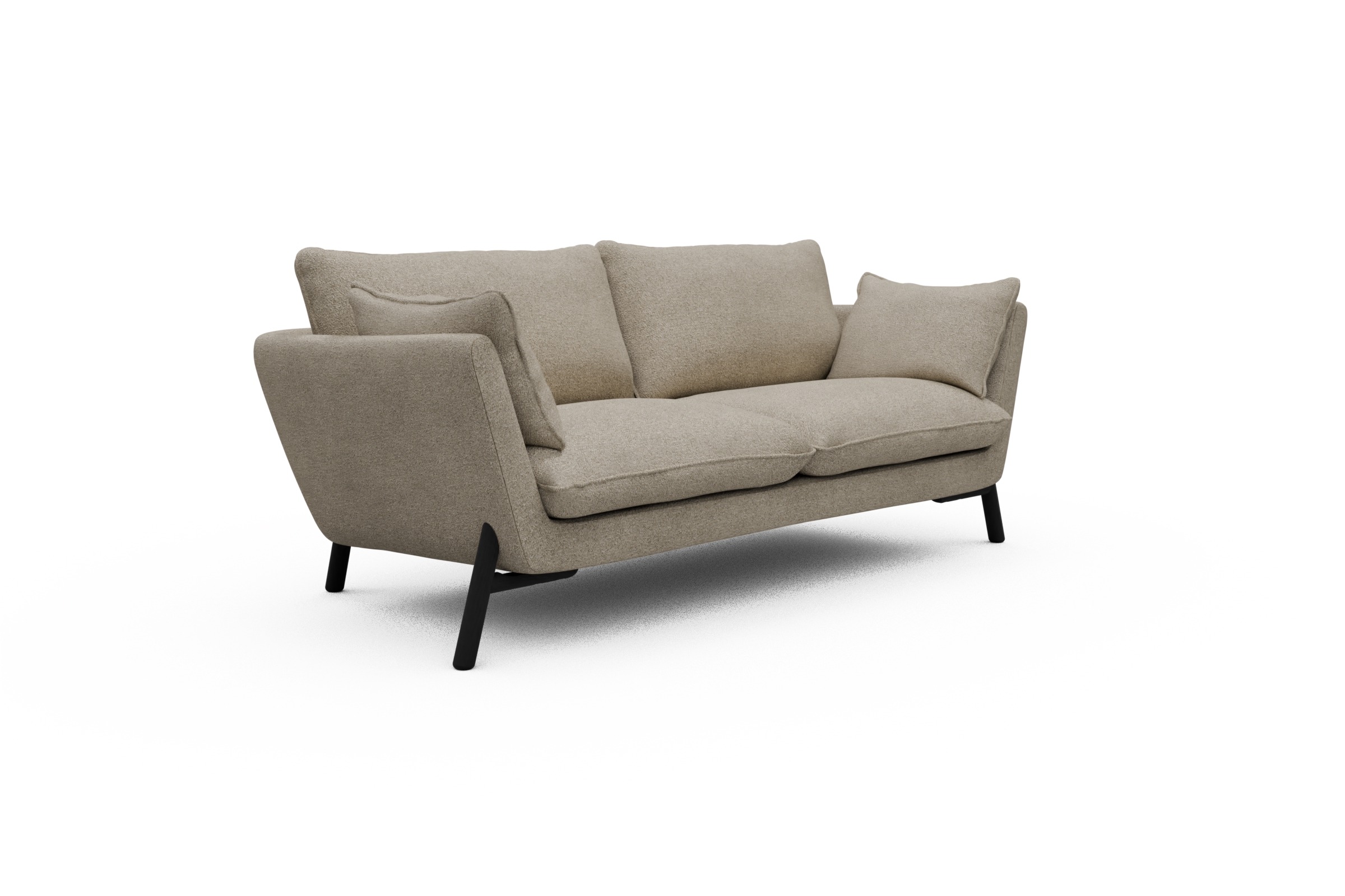 Sofa Emil 2-Sitzer Beinfarbe Eiche Schwarz Boucle-Beige