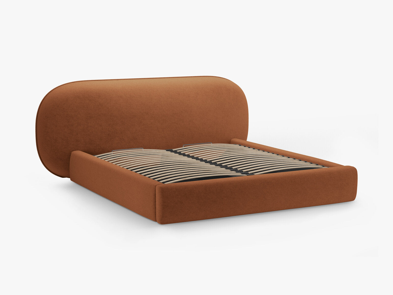Micadoni Stauraumbett mit Kopfteil Ovalo Chenille Perfect Harmony Terrakotta 160x200