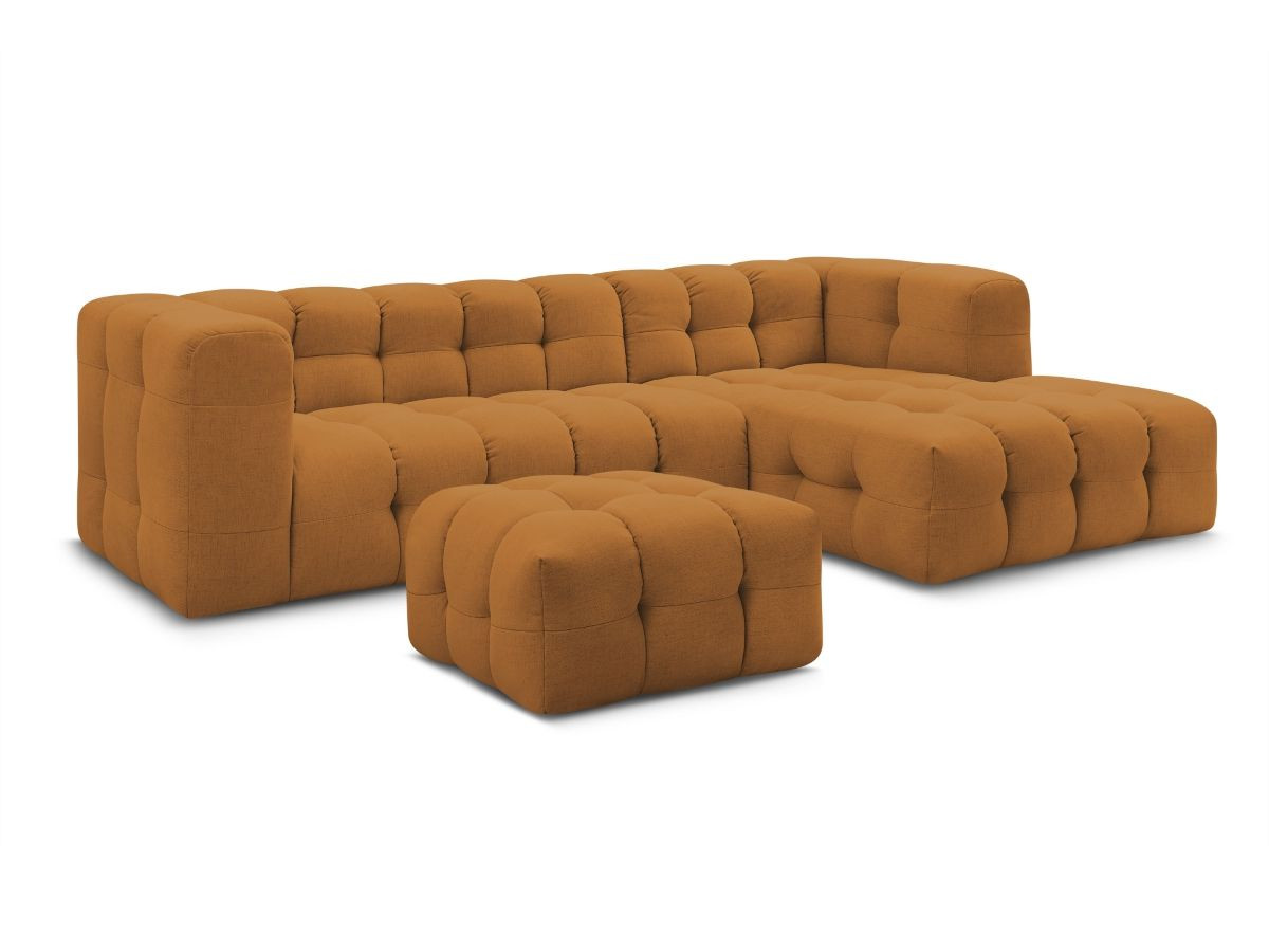 Bobochic Cloud Ecksofa mit Pouf 288 × 184 cm Stoff Gelb Ecke rechts