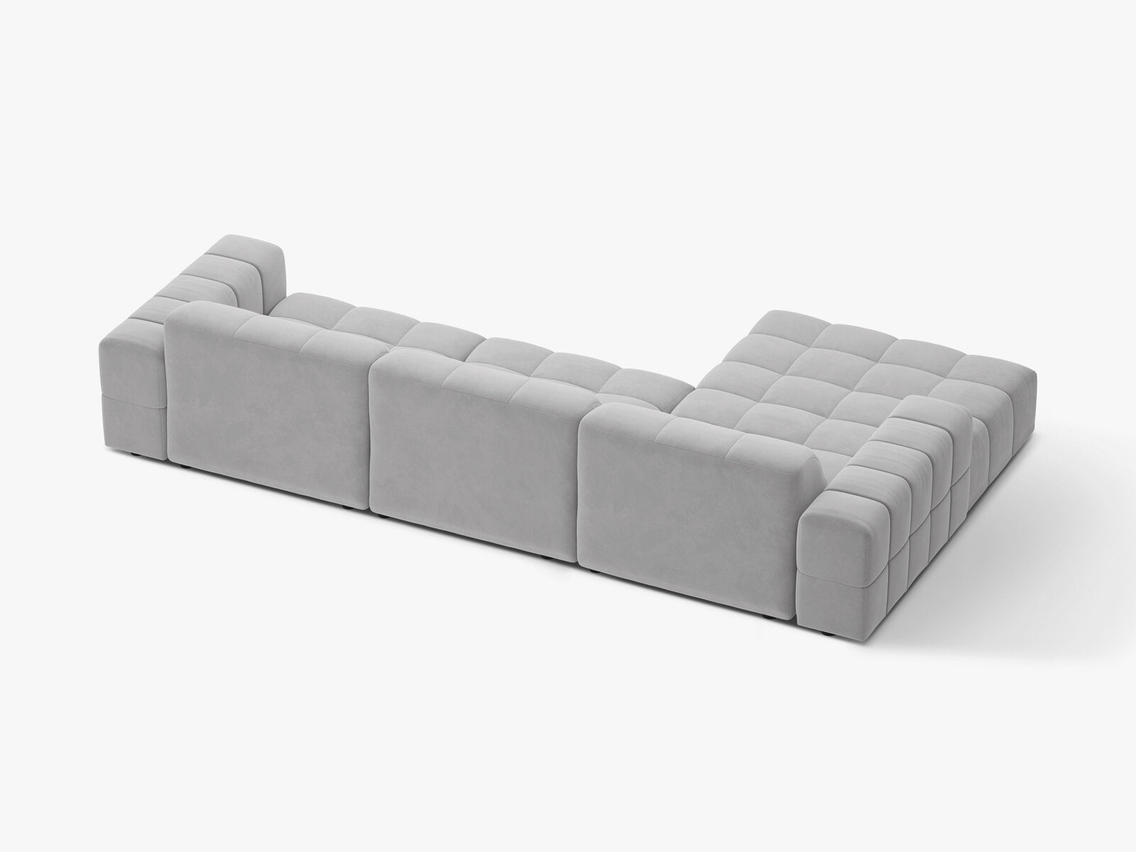 Micadoni Ecksofa Jennifer 4-Sitzer Links Samt Bluvel Silber