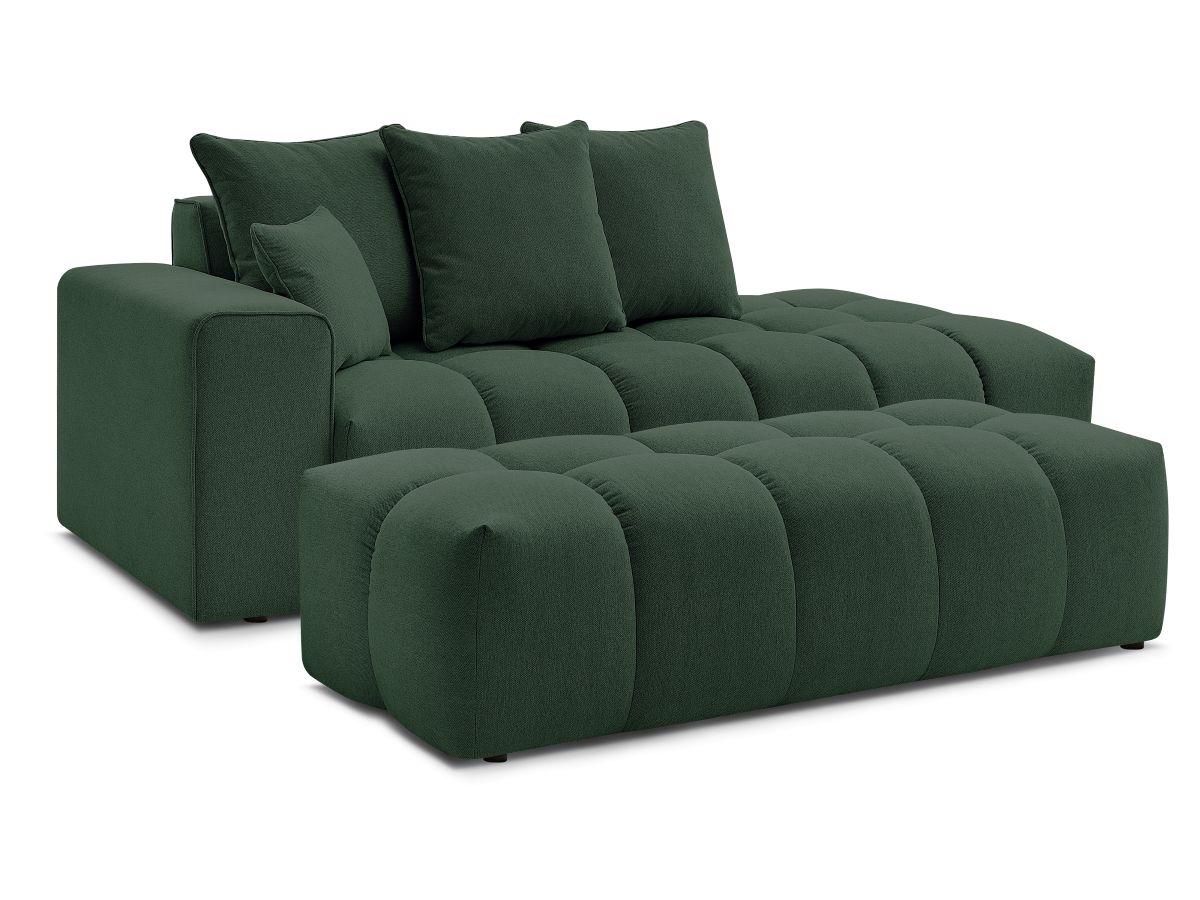 Bobochic Mont-blanc Sofa 5-Sitzer mit Pouf Melange-Stoff Grün Armlehne links