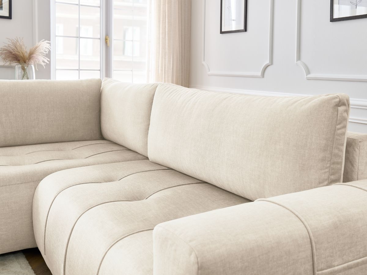 Bobochic Arsene Ecksofa mit Schlaffunktion und Bettkasten 277 × 200 cm Samt Beige Ecke links