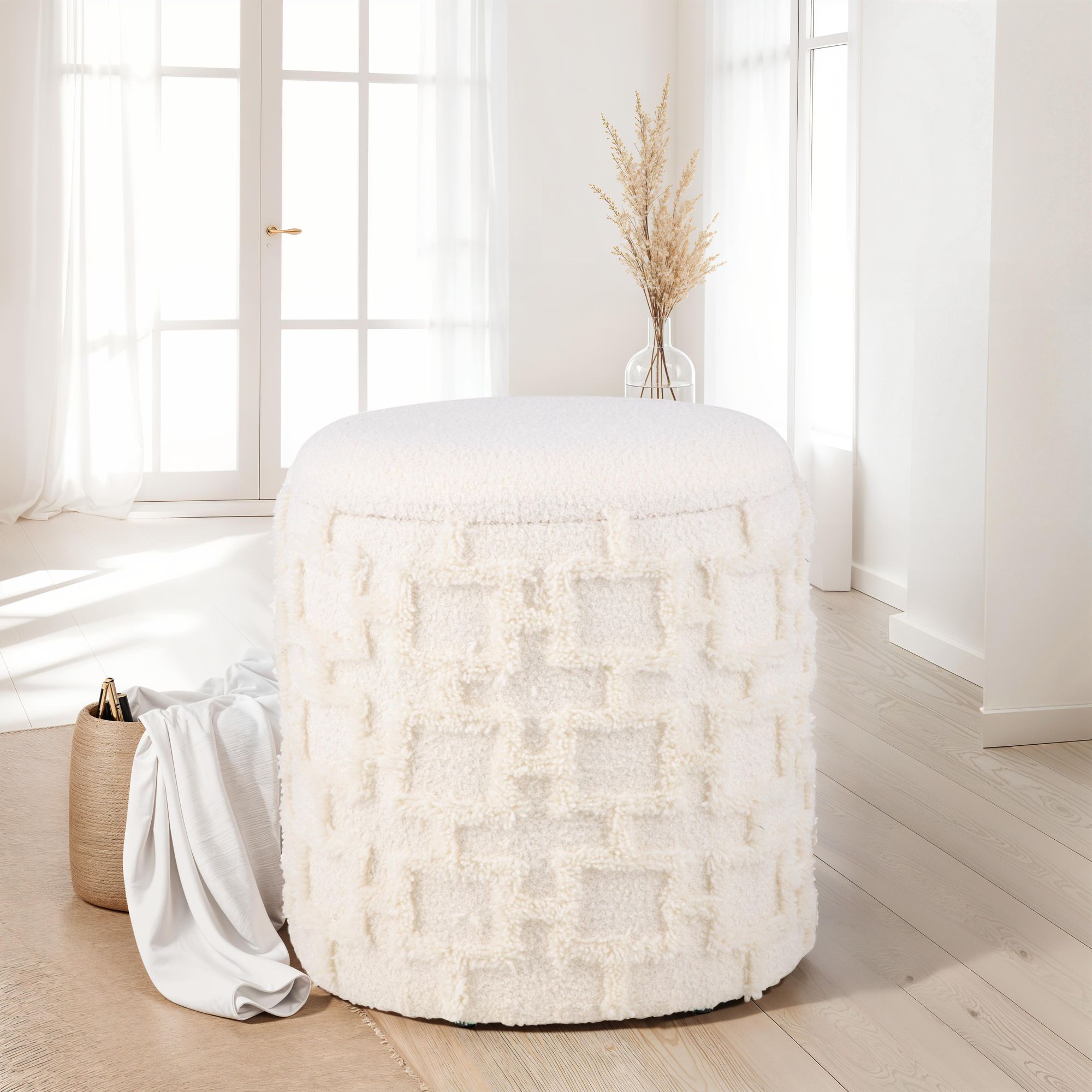Sitzhocker Nyhamna Stoff Creme