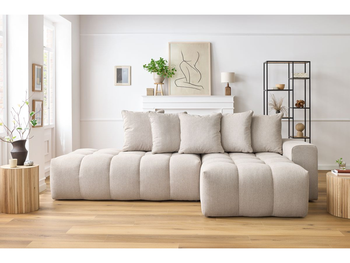Bobochic Mont-blanc Ecksofa Melange-Stoff Beige Ecke rechts
