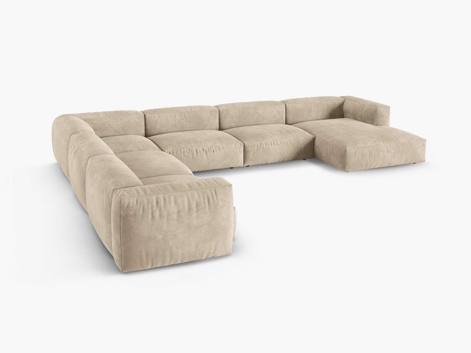 Micadoni modulares Ecksofa XL Martina 6-Sitzer 90cm Sitztiefe Links Samt Vogue Helles Beige