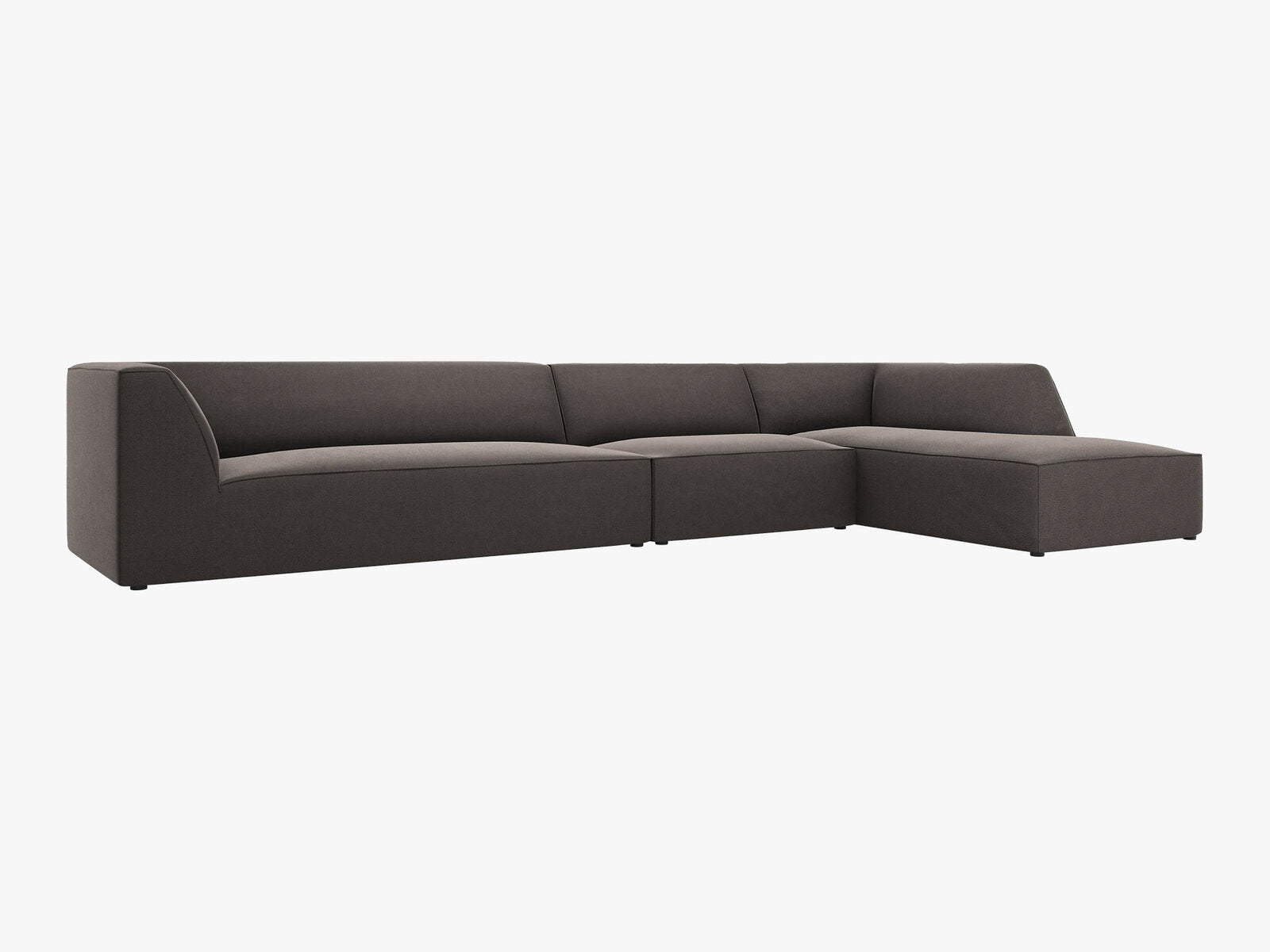 Micadoni Ecksofa Ruby 5-Sitzer Rechts Samt Salvador Dunkelgrau