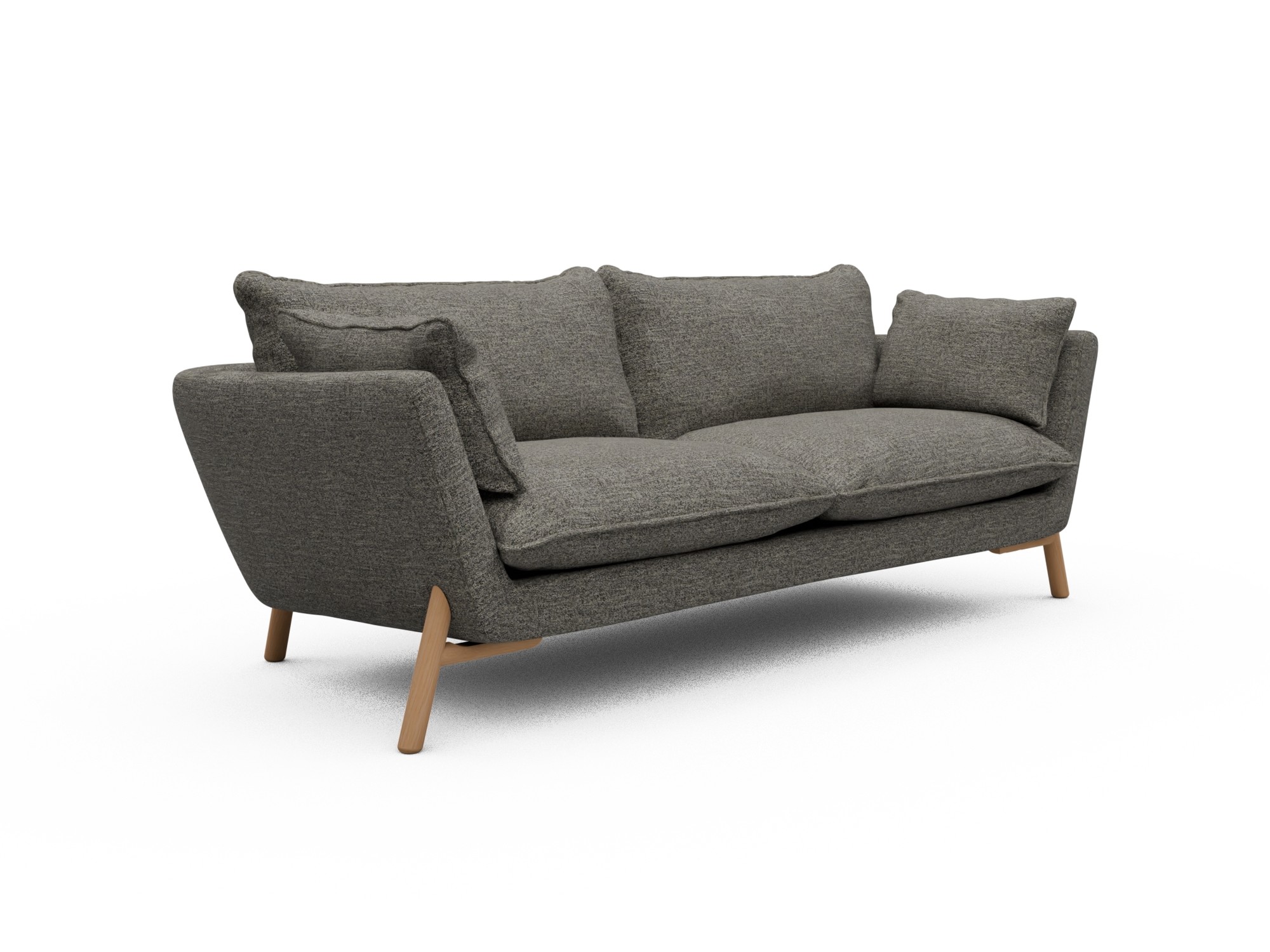 Skandi Home Sofa Emil Soft 3-Sitzer Beinfarbe Eiche Natur Carreno-Sepie-Brown moebelfaktor