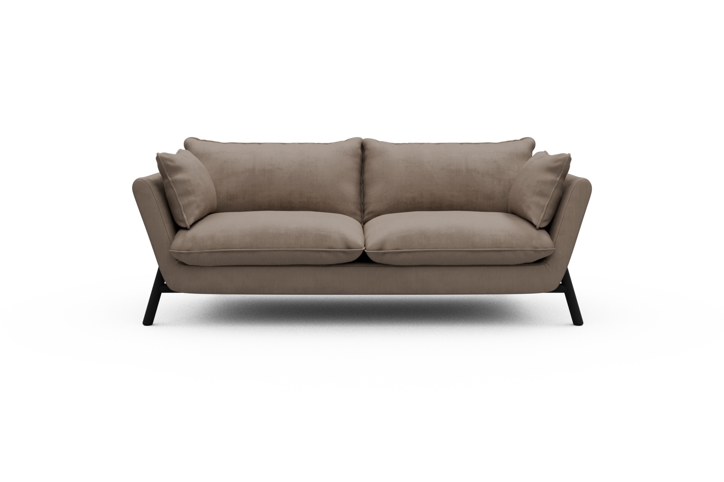 Skandi Home Sofa Emil PREMIUM 2-Sitzer Beinfarbe Eiche Schwarz Cordufine-Beige moebelfaktor