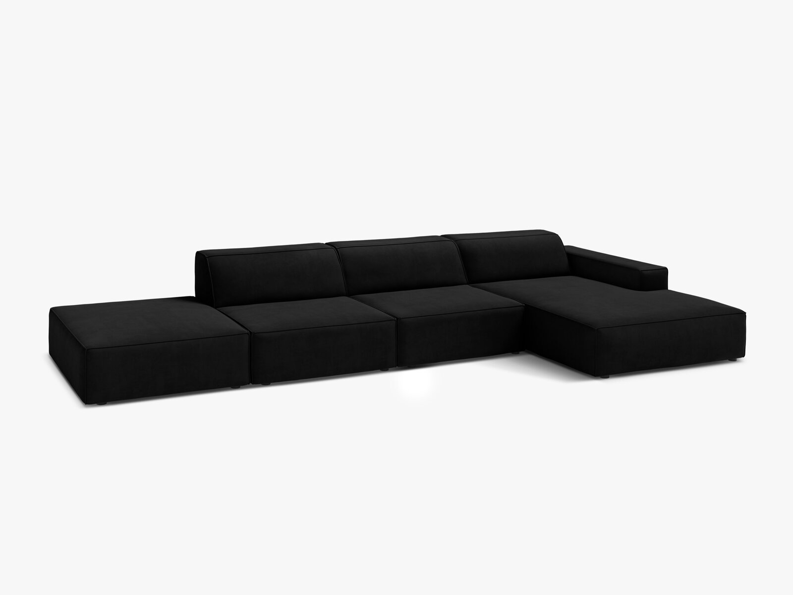 Micadoni Ecksofa Jodie 5-Sitzer Rechts Samt Bluvel Schwarz