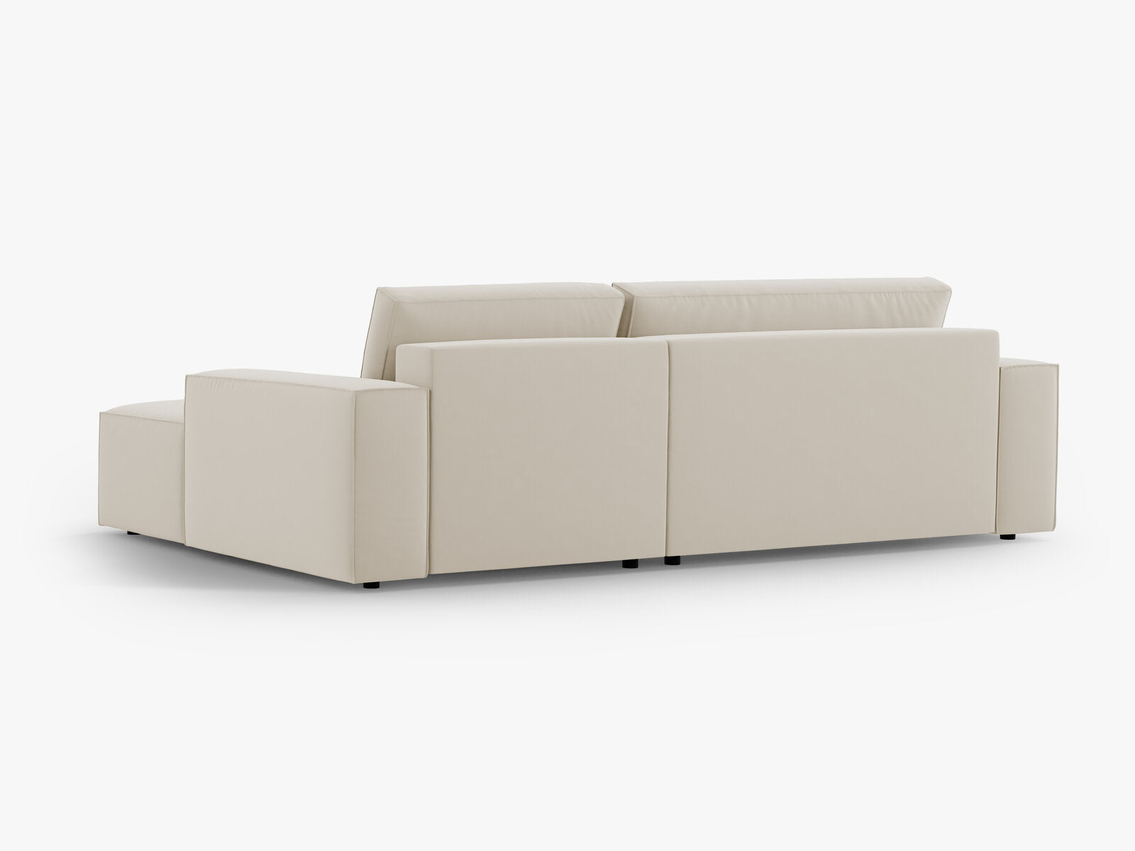 Micadoni Schlaf-Ecksofa Jodie 3-Sitzer Rechts Samt Dunkelbeige