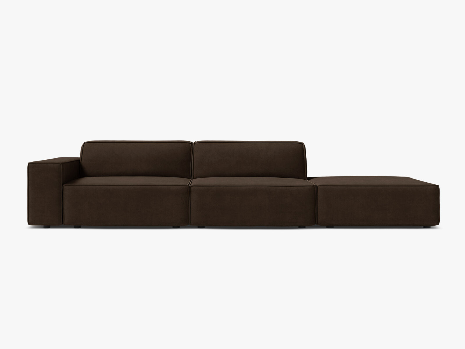 Micadoni Sofa Jodie 3-Sitzer Rechts Samt Bluvel Dunkelbraun