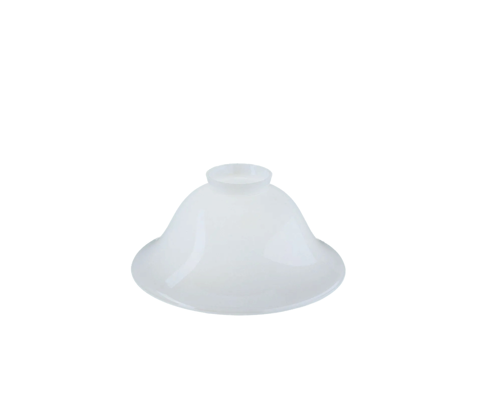 Berliner Messinglampen Glasschirm Nr. 21 Glockenform, Opalglas weiß glänzend