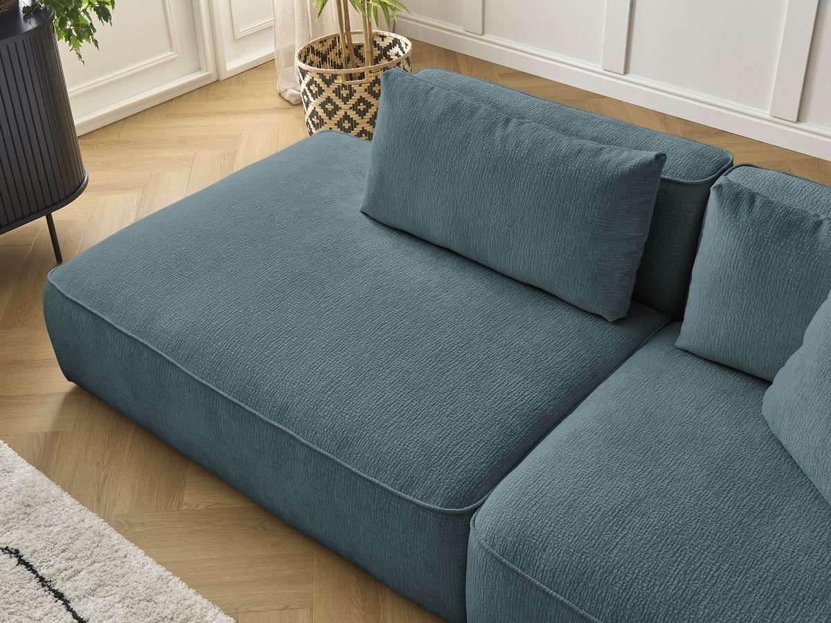 Bobochic Leopold Sofa 3-Sitzer Strukturstoff Dunkelblau Armlehne rechts