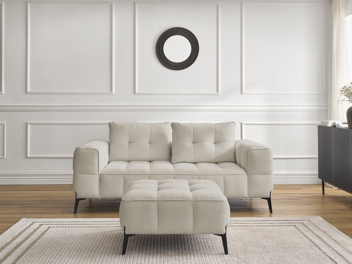 Bobochic Anis Sofa 2-Sitzer mit Pouf Strukturstoff Beige
