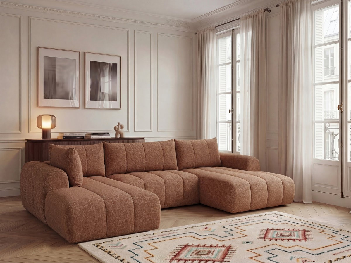 Bobochic Nesty Wohnlandschaft Melange-Stoff Orange Ecke rechts