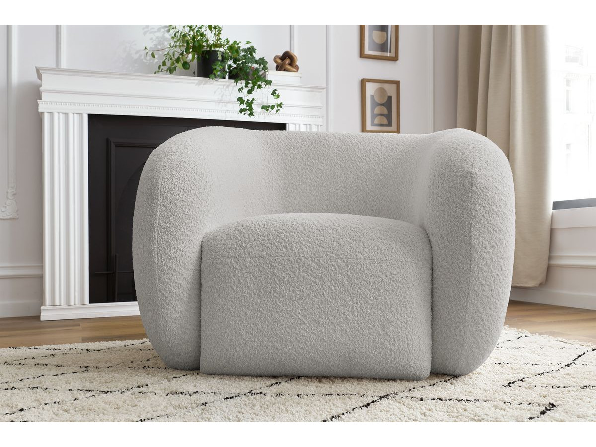 Bobochic Celine Sessel Bouclé-Stoff Hellgrau