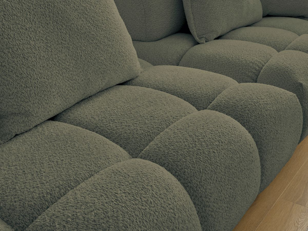 Bobochic Alya Sofa 4-Sitzer mit Pouf Bouclé-Stoff Grün