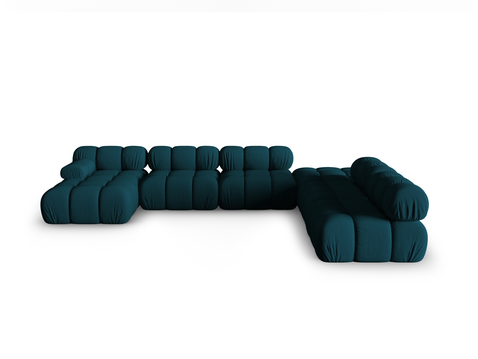 Micadoni Modulares Panorama Ecksofa Bellis 7-Sitzer Rechts 3D-Stoff Sonic Marineblau