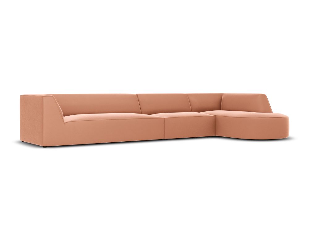 Cosmopolitan Design Ecksofa Siena 5-Sitzer abgerundet Samt Salvador Rosa Rechts