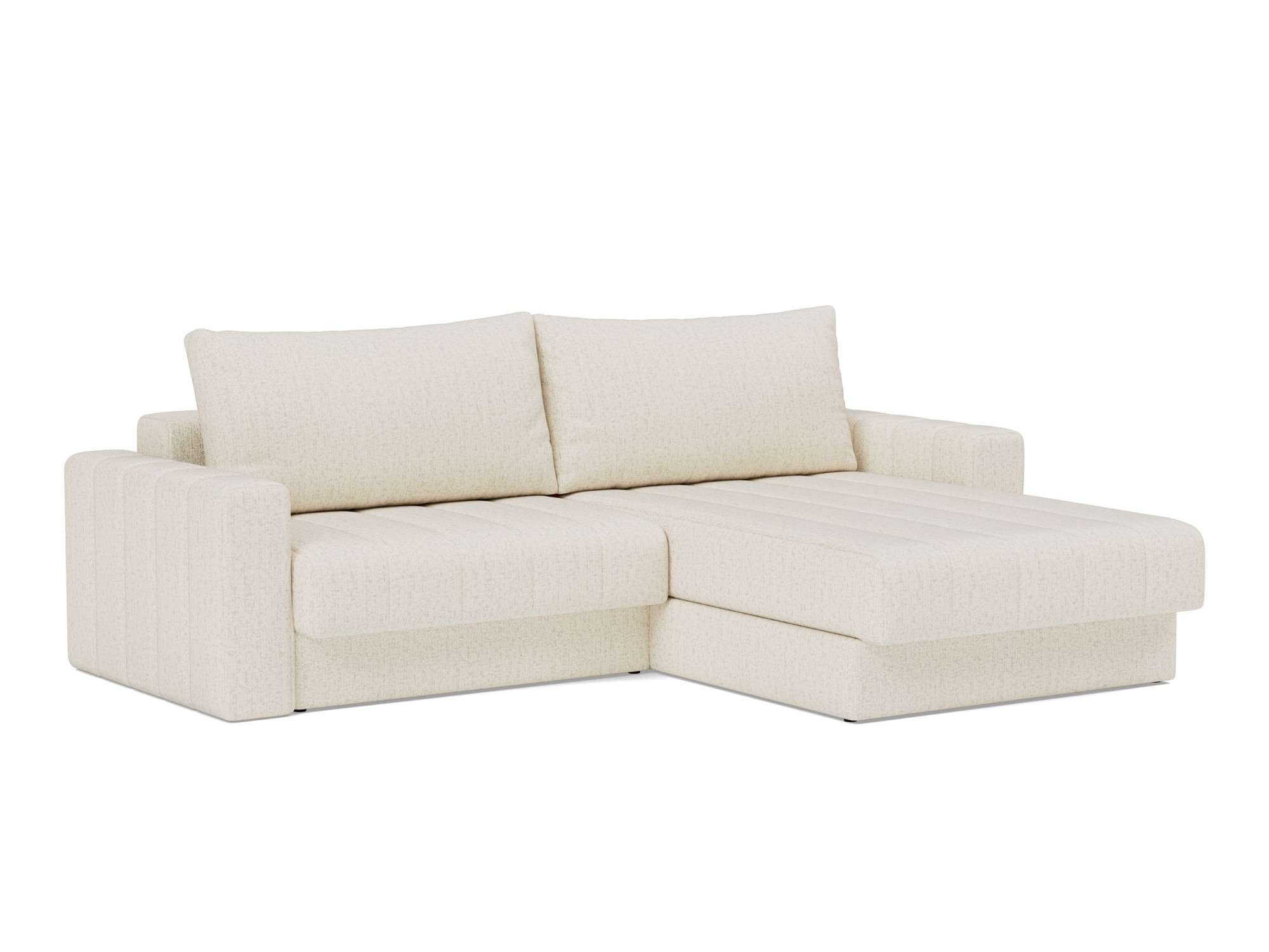 Schlafsofa Akello mit Chaiselongue und Armlehnen Boucle Skandi 531-Off-White