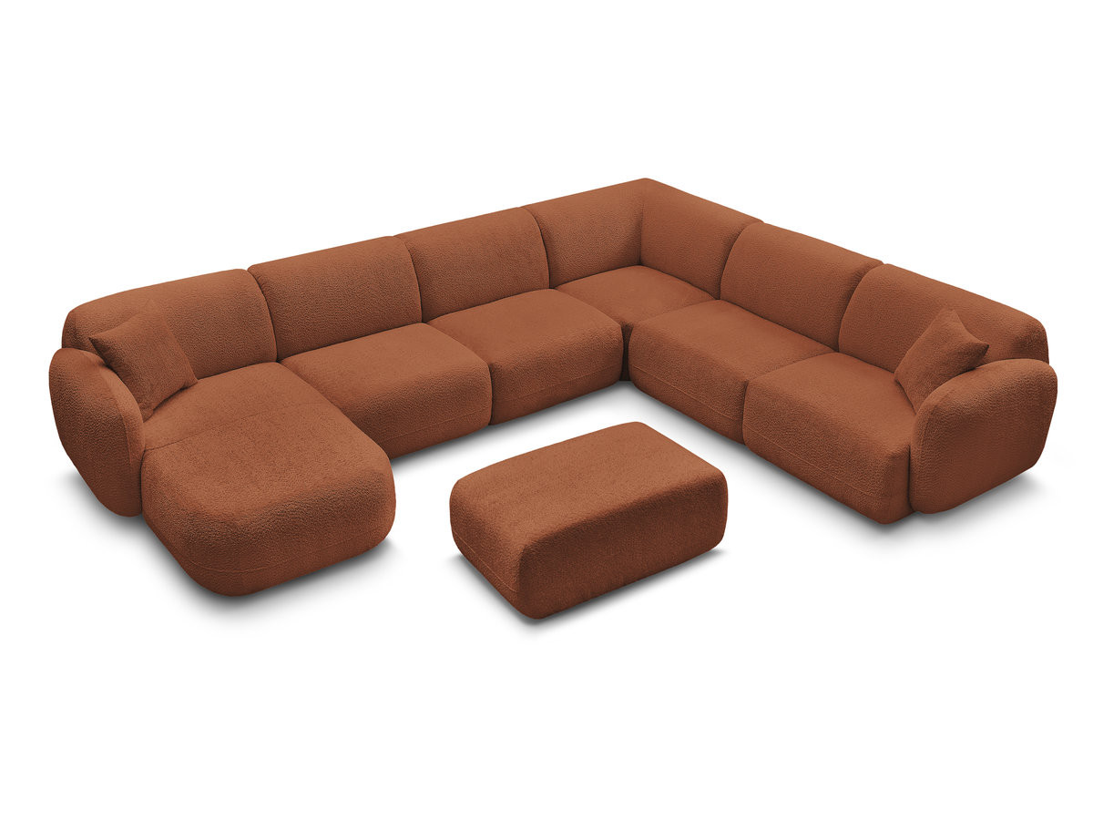 Bobochic Anda Wohnlandschaft mit Pouf 373 × 289 cm Chenille Orange Ecke rechts