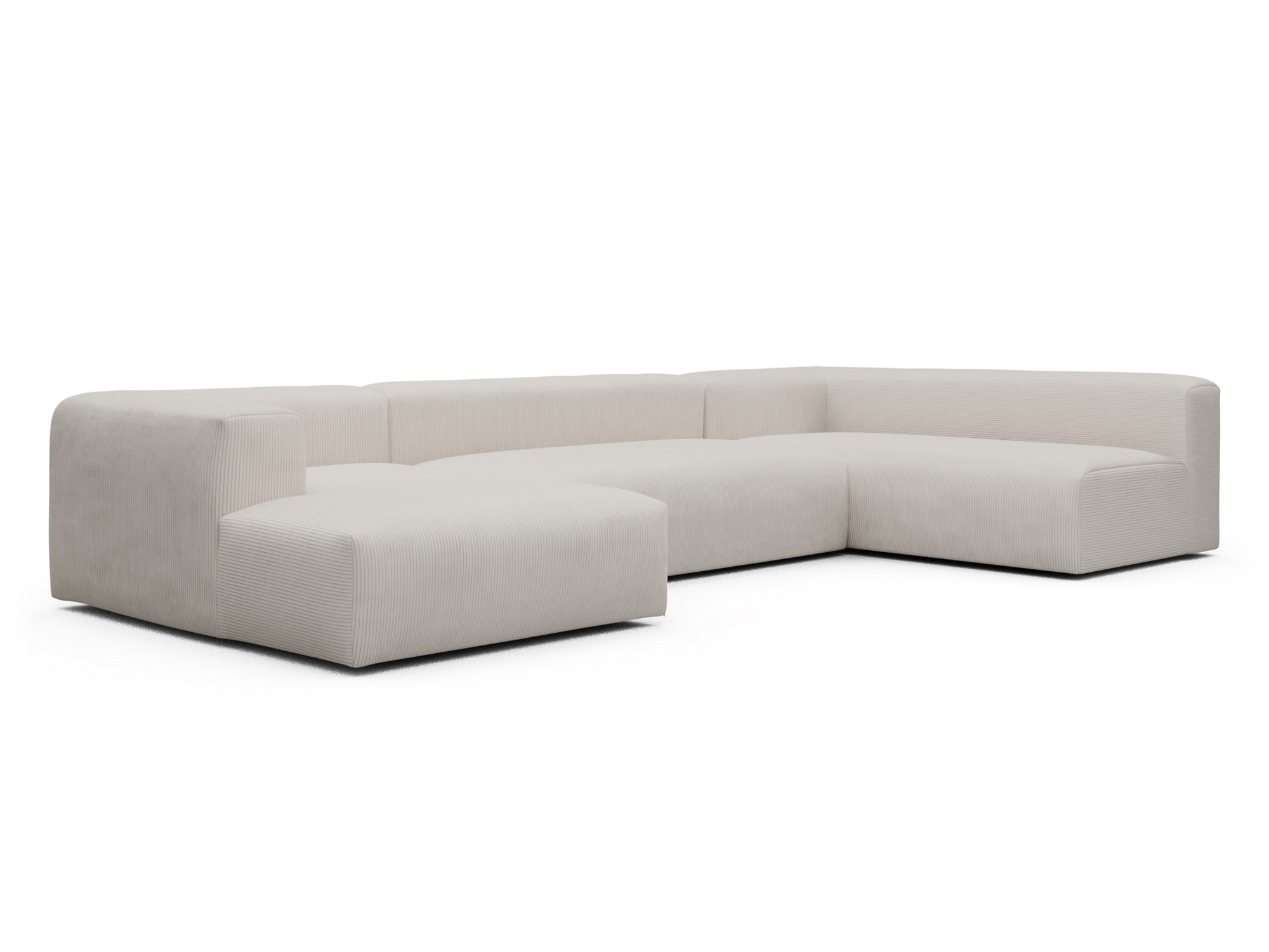 Skandi Home Wohnlandschaft Fred Chaiselongue links mit 2-Sitzer und lange Armlehne rechts Corduroy-Ivory moebelfaktor