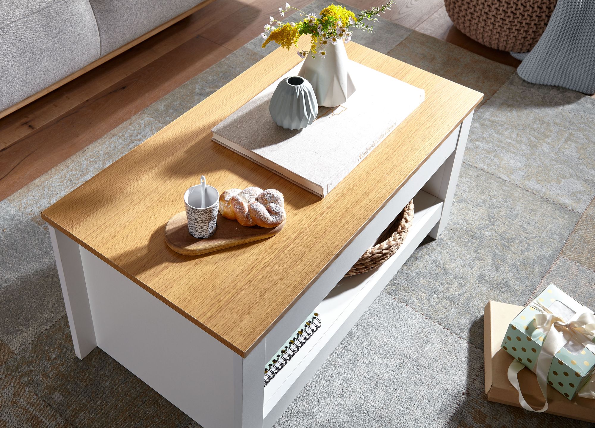 Couchtisch Budardalur Weiß 85 × 47 × 45 cm