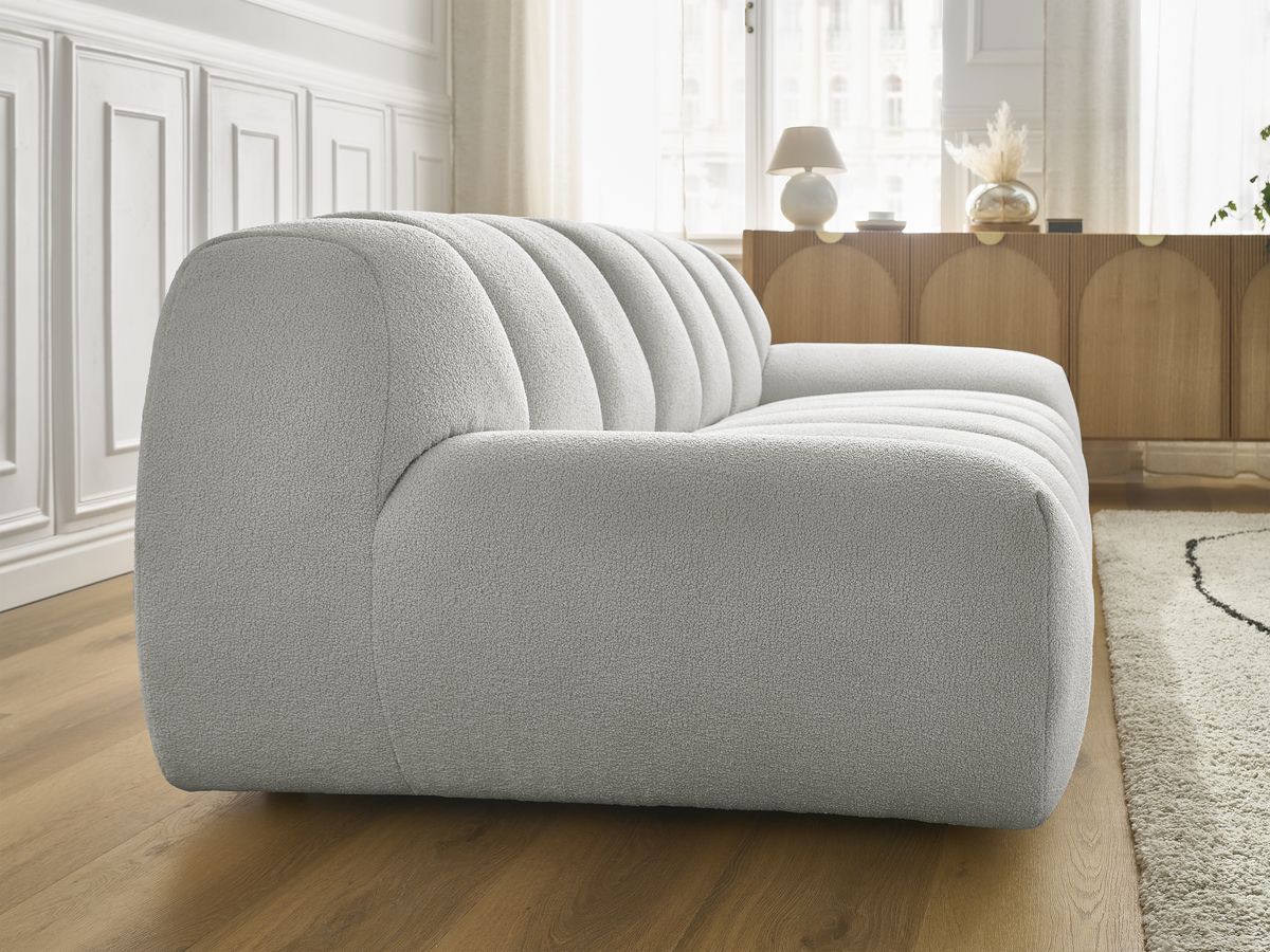 Bobochic Hayden Sofa 2-Sitzer Bouclé-Stoff Hellgrau