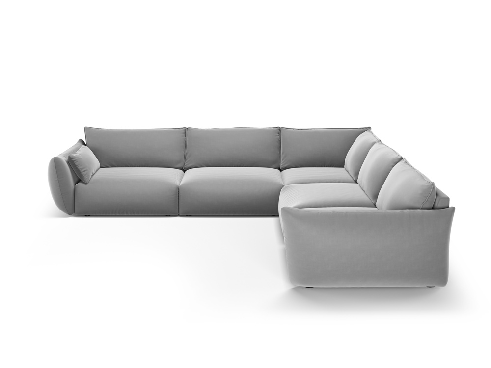 Cosmopolitan Design Symmetrisches Ecksofa Matera 7-Sitzer Samt Salvador Grau