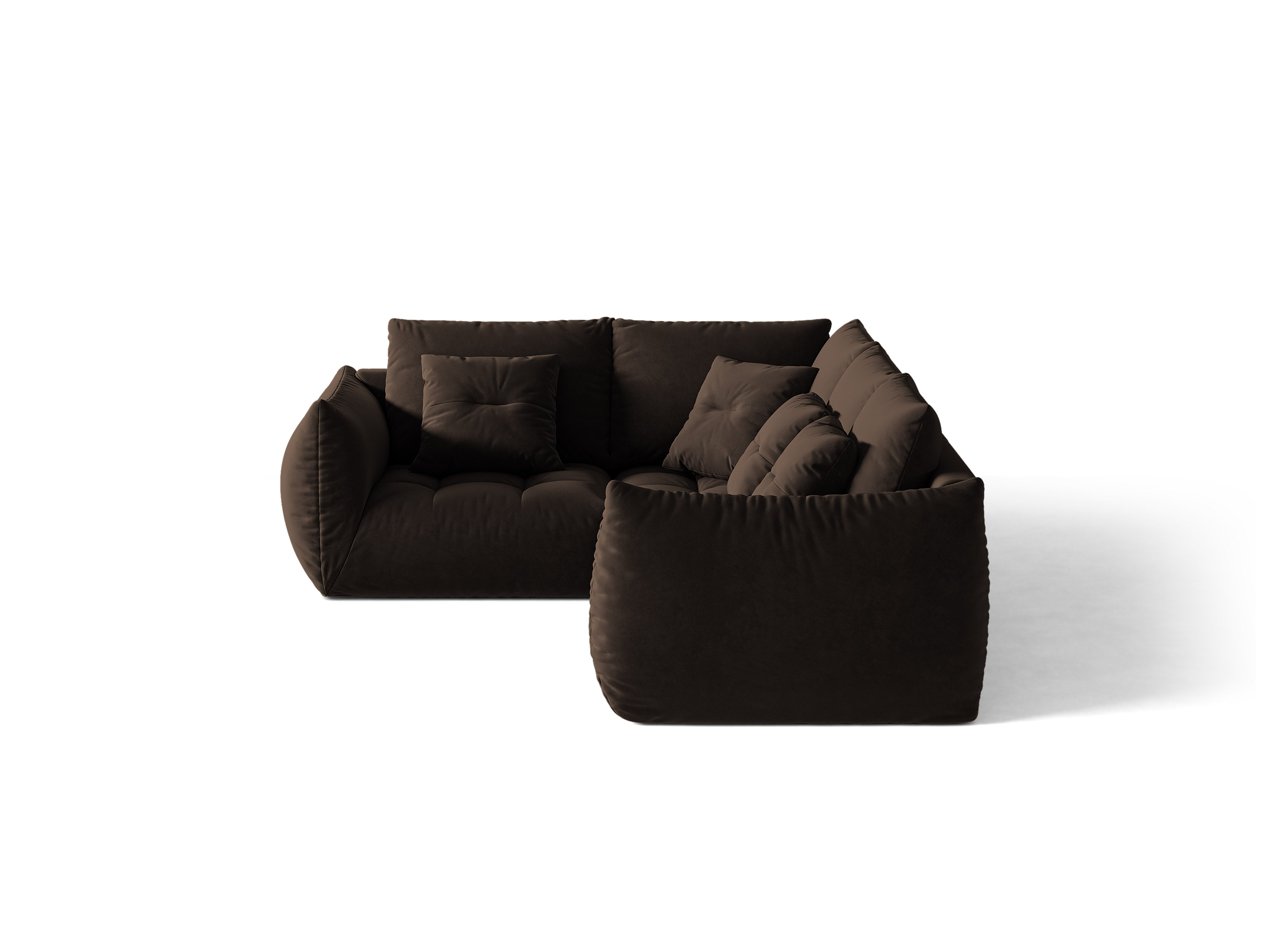 Micadoni Ecksofa Bloom 4-Sitzer Samt Bluvel Dunkelbraun Links