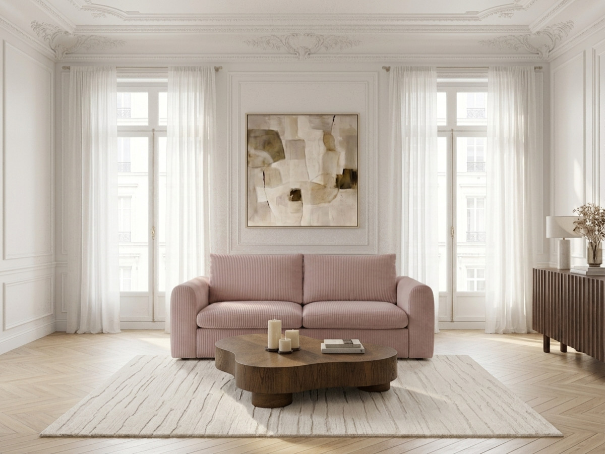 Bobochic Archi Schlafsofa 3-Sitzer Cordsamt Rosa, Liegefläche 160 × 190 cm