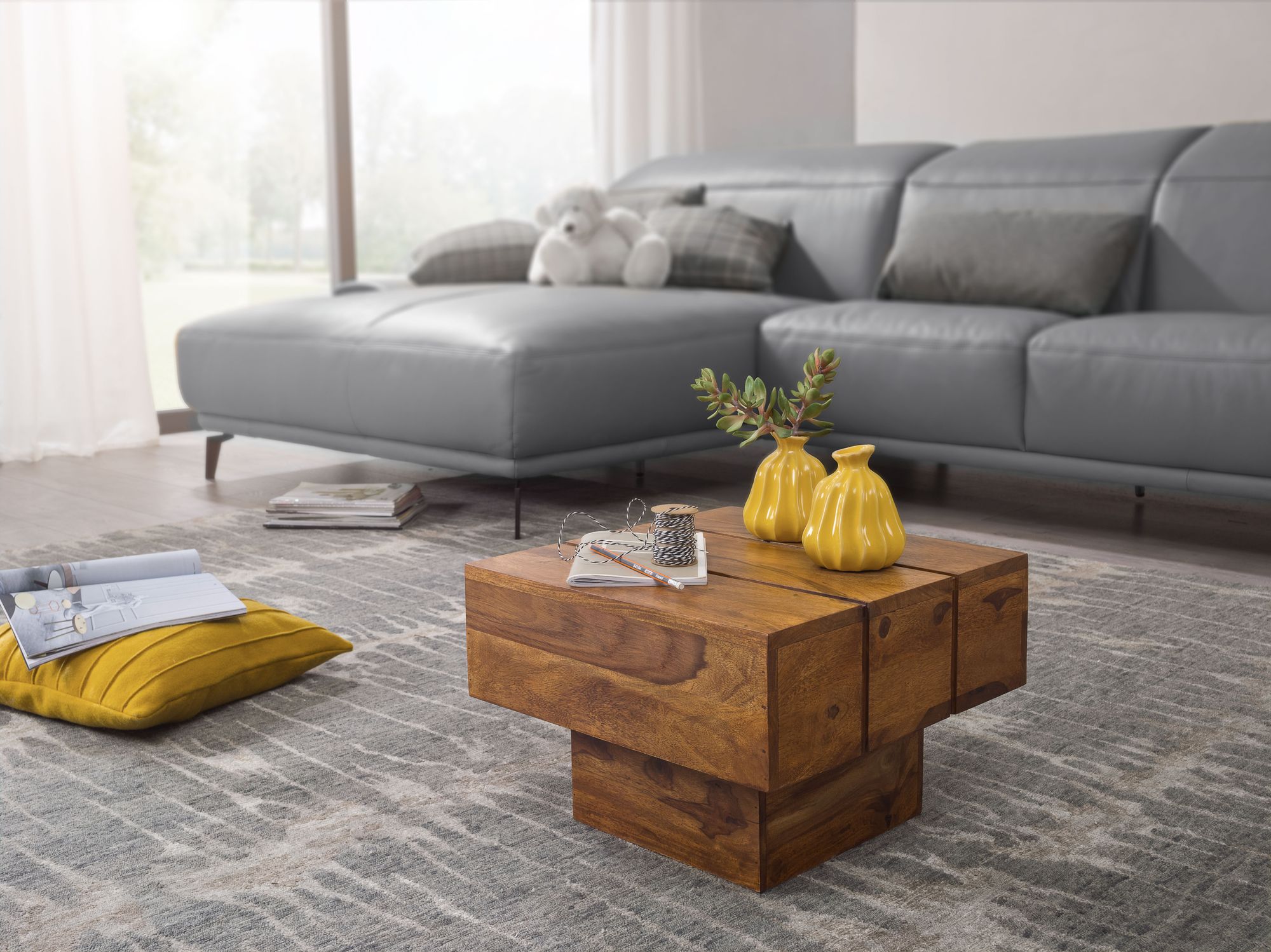 Beistelltisch Leikanger Massivholz Dunkelbraun 44 × 44 × 30 cm