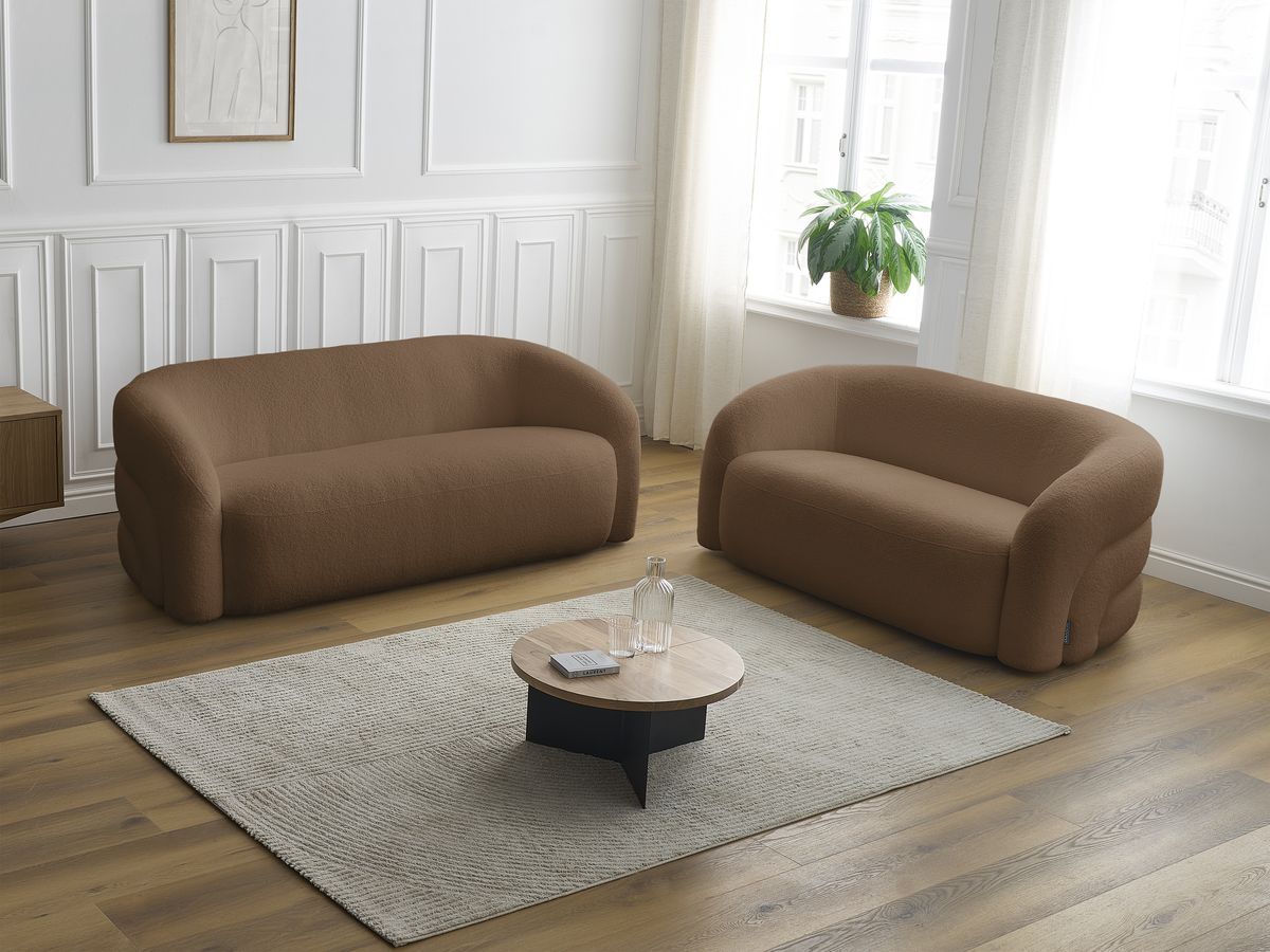 Bobochic Elina Sofa 5-Sitzer Bouclé-Stoff Braun