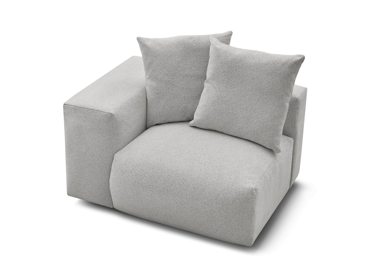 Bobochic Voltaire Sofamodul 1-Sitzer 130 × 100 cm Melange-Stoff Hellgrau Ecke links